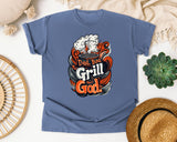 Dad Bod Grill God Brown graphic tee in Blue Jean