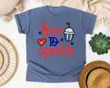 Free To Sparkle Red 2 graphic tee in Blue Jean