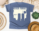 Never Forget White 3 graphic tee in Blue Jean