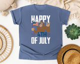 Happy 4th Of July White 2 graphic tee in Blue Jean