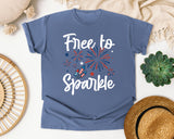 Free To Sparkle White graphic tee in Blue Jean