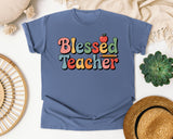 Blessed Teacher Grey 2 graphic tee in Blue Jean