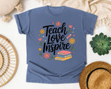 Teach Love Inspire Floral graphic tee in Blue Jean