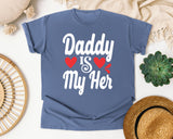 Daddy Is My Hero White 5 graphic tee in Blue Jean