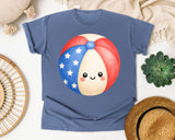 Patriotic Beach Ball graphic tee in Blue Jean