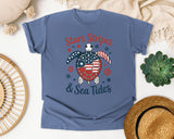 Stars Stripes And Sea Tides Grey 2 graphic tee in Blue Jean