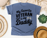My Favorite Veteran Is My Daddy White graphic tee in Blue Jean
