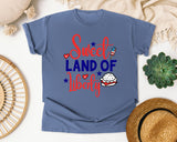 Sweet Land Of Liberty Red 2 graphic tee in Blue Jean