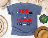 Kiss Me I'm American graphic tee in Blue Jean