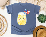 Lemonade With Flag graphic tee in Blue Jean