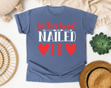 Fatherhood Nailed It White 2 graphic tee in Blue Jean