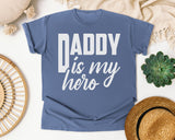 Daddy Is My Hero White 3 graphic tee in Blue Jean