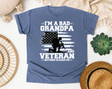 I'm A Bad Grandpa And Veteran Nothing Scares Me graphic tee in Blue Jean