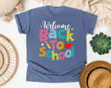 Welcome Back To School Apple graphic tee in Blue Jean