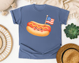 Hot Dog With Flag graphic tee in Blue Jean