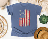 Distressed American Flag graphic tee in Blue Jean
