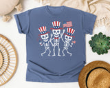 Patriotic Skeleton Trio White graphic tee in Blue Jean
