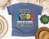 Level 100 Days Of School Unlocked graphic tee in Blue Jean