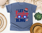 Let Freedom Bling Navy graphic tee in Blue Jean