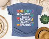 100 Days Smarter Kinder Stronger Braver Brighter graphic tee in Blue Jean