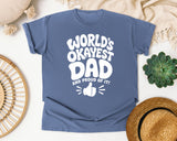 World's Okayest Dad And Proud Of It White graphic tee in Blue Jean