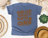 Dad Life Powered By Coffee And Chaos Brown graphic tee in Blue Jean
