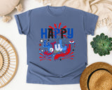 Happy 4th July graphic tee in Blue Jean