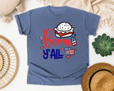 Boom Y'all Red graphic tee in Blue Jean