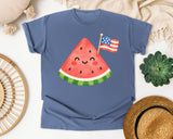 Watermelon With Flag graphic tee in Blue Jean
