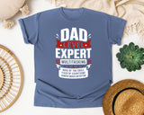 Dad Level Expert Multitasking White graphic tee in Blue Jean