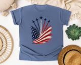 American Flag Firework Burst graphic tee in Blue Jean