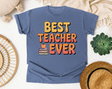 Best Teacher Ever Orange graphic tee in Blue Jean