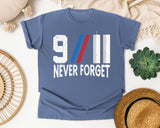 Never Forget White 5 graphic tee in Blue Jean