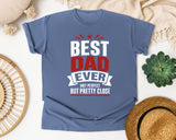 Best Dad Ever Not Perfect But Pretty Close White graphic tee in Blue Jean