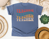 Teacher Teacher Teacher Retro graphic tee in Blue Jean