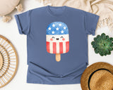 Patriotic Popsicle White graphic tee in Blue Jean