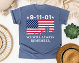 We Will Always Remember graphic tee in Blue Jean