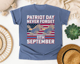 Patriot Day Never Forget graphic tee in Blue Jean