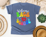 Welcome Back To School Script graphic tee in Blue Jean