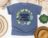 Growing Minds At Work graphic tee in Blue Jean
