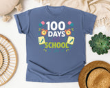 100 Days Of School Clocks graphic tee in Blue Jean