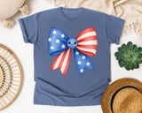 Patriotic Flag Bow Blue graphic tee in Blue Jean