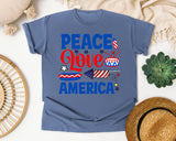 Peace Love America Blue graphic tee in Blue Jean
