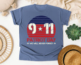 Patriot Day We Will Never Forget Red 2 graphic tee in Blue Jean