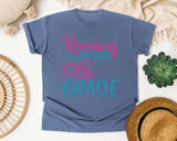 Roaring My Into 10th Grade graphic tee in Blue Jean