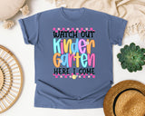 Watch Out Kindergarten Here I Come graphic tee in Blue Jean