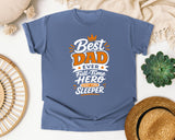 Best Dad Ever Full Time Hero Part Time Sleeper White graphic tee in Blue Jean