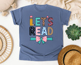 Lets Read graphic tee in Blue Jean