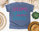 Second Grade Is Magical Script graphic tee in Blue Jean