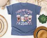 I Love My Class A Latte graphic tee in Blue Jean
